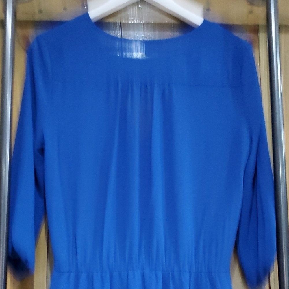 Blue Wrap Ruffled Mini Dress - Picture 10 of 11